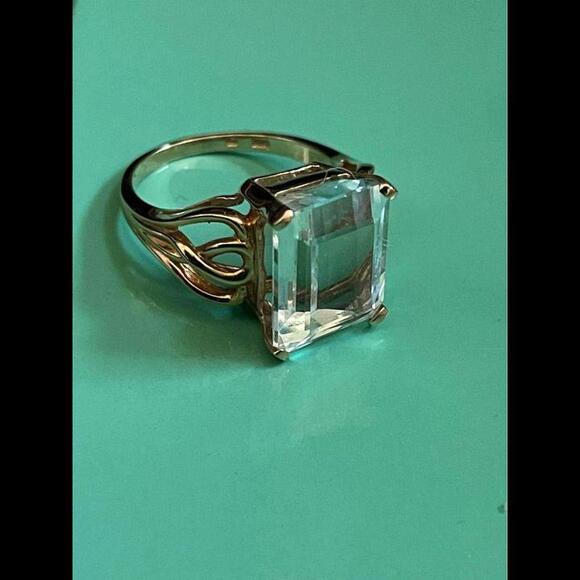 Vintage 14K Aquamarine Sz. 6 - Picture 6 of 7